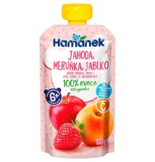 Дитяче пюре Hamanek із яблук, полуниці та абрикосів 100 г (1215914)