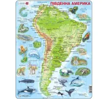 Пазл Larsen рамка-вкладиш Карта Південної Америки - тваринний світ (A25-UA)