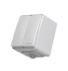 Вимикач Videx BINERA IP65 зовнішній 2кл сірий (VF-BNW12-G)
