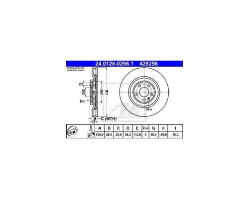 Гальмівний диск ATE 24-0128-0296-1-02