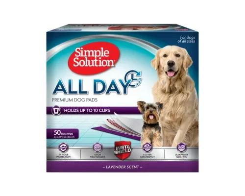 Пелюшки для собак Simple Solution All Day Premium Dog Pads з ароматом лаванди 50 шт 58х60 см (0010279102428)