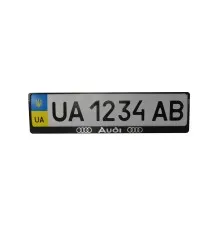 Рамка номерного знака CarLife з пластик об'ємними літерами AUDI (2шт) (24-001)