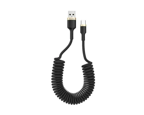 Дата кабель USB 2.0 AM to USB-C 1.0m spiral black ColorWay (CW-CBUC051-BK)