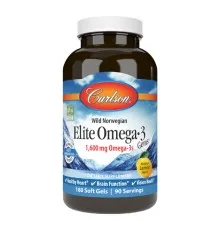 Жирні кислоти Carlson Омега-3, Смак Лимону, Elite Omega-3 Gems, 180 желатинових ка (CAR-01712)