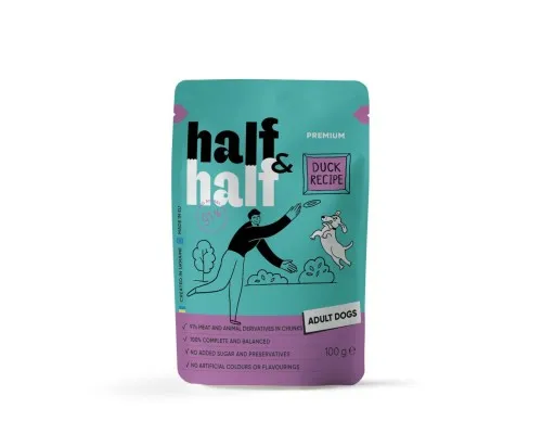 Вологий корм для собак Half&Half шматочки качки в соусі 100 г (4820261921243)