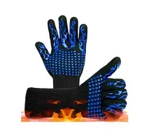 Захисні рукавиці Voltronic HFG-800-Blue Torch, термостійкі, вогнетривкі, до 800°C, Black/Blue (HFG-800-B/Bl)