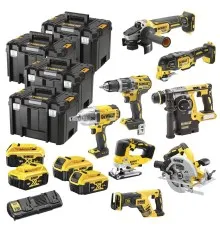 Набір електроіструментів DeWALT 8 од., 18 В XR Li-lon, 4 кейса TSTAK, 4*5Ah АКБ та 1 ЗП (DCK865P4T)
