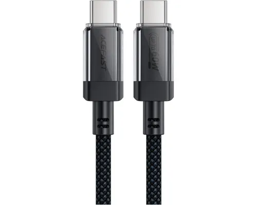 Дата кабель USB-C to USB-C 1.2m 60W stainless steel C12-03 Black Acefast (6974316283317)