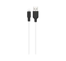 Дата кабель USB 2.0 AM to Lightning 1.0m 2.4A silicone X21 black+white HOCO (6931474711816)