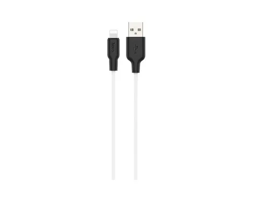Дата кабель USB 2.0 AM to Lightning 1.0m 2.4A silicone X21 black+white HOCO (6931474711816)
