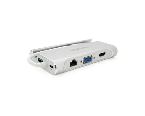 Концентратор VEGGIEG USB-C 5-in-1 USB-C + 3xUSB 3.0 + HDMI + RJ45 0.1m silver (TC07-S)