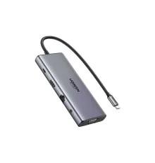 Порт-реплікатор Ugreen Dock CM639 USB3.2 Type-C->1xUSB-A3.2/1xUSB-A3.1/2xUSB-C3.2/RJ45/HDMI/VGA/RJ45/SD/TF+3.5mm PD (45520)
