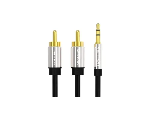 Кабель мультимедійний 3.5mm M to 2xRCA M 1.0m black Vention (BCFBF)