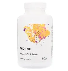 Вітамінно-мінеральний комплекс Thorne Research Бетаїн HCL і Пепсин, Betaine HCL & Pepsin, 225 капсул (THR-41502)