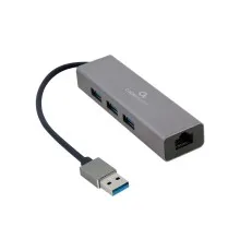 Концентратор USB-A to Gigabit Ethernet, 3 Ports USB 3.1 Gen1 Cablexpert (A-AMU3-LAN-01)