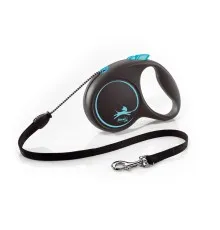 Повідець для собак Flexi Black Design М трос 5 м (блакитний) (4000498033432)