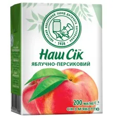 Сік дитячий Наш Сік Яблучно-персиковий з м'якоттю 200 мл (4820003689998)