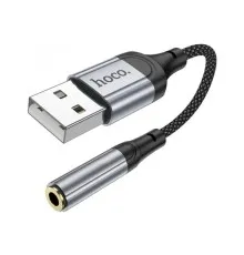 Кабель мультимедійний USB AM to 3.5mm F LS36 black HOCO (6942007608879)