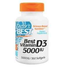 Вітамін Doctor's Best Вітамін D3 5000IU, 360 желатинових капсул (DRB-00250)
