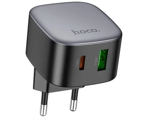 Зарядний пристрій HOCO CS32A Rise 1xUSB-C PD20W + 1xUSB QC3.0 Black (6942007617451)