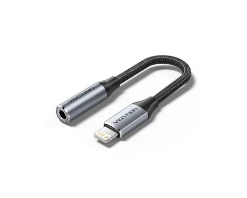 Перехідник Lightning to 3.5mm 0.1m cotton braided aluminum gray Vention (BMBHA)