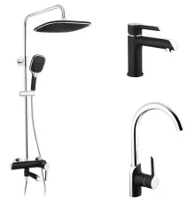 Душовий гарнітур Kroner Essen-SCH063 + змішувач Essen-SCH030 + змішувач Essen-SCH010 (CVS30219)