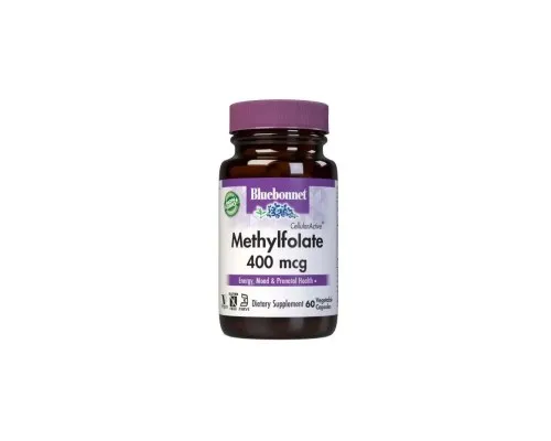 Вітамін Bluebonnet Nutrition Метилфолат (B9) 400мкг, Cellular Active, Methylfolate, 60 вегетаріанських (BLB0456)