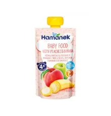 Дитяче пюре Hamanek Яблуко Персик Банан, 120 г (8595139783945)