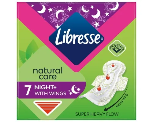 Гігієнічні прокладки Libresse Natural Care Night 7 шт. (7322540611236)