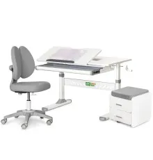 Парта з кріслом ErgoKids (L) Grey + тумба (TH-310 + Y-412 Lite + BD C3_GREY)