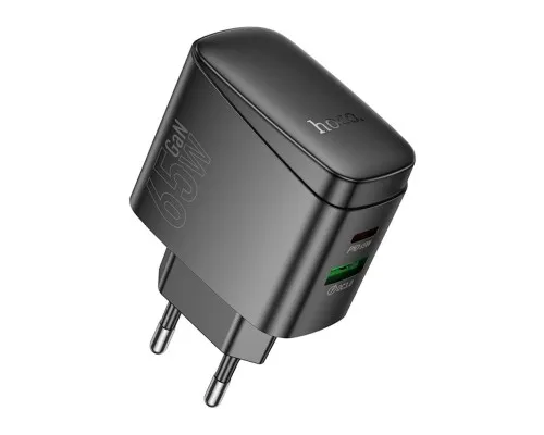 Зарядний пристрій HOCO CS63A Bright 1xUSB-C PD65W + 1xUSB QC3.0 Black (6942007638470)