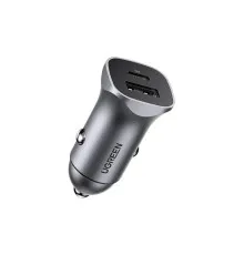 Зарядний пристрій Ugreen 1xUSB-C + 1xUSB 30W car adapter CD130 black (40858)