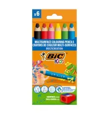 Олівці кольорові Bic Multisurface, 6 шт + стругачка (bc515220)