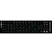 Наклейка на клавіатуру Grand-X 68 keys Cyrillic green, Latin white (GXDPGW)