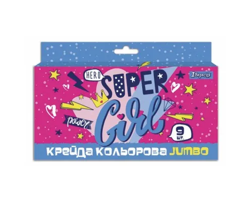 Крейда 1 вересня кольорова 9 шт, JUMBO "Cool girl" (400409)