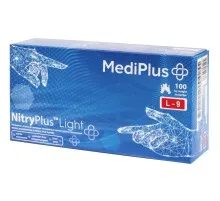 Медичні рукавички MediPlus NitryPlus Light Нітрилові оглядові нестерильні неприпудрені Сині Розмір L 100 шт. (6932400703196)