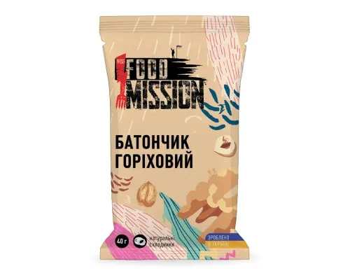Батончик Food Mission Горіховий 40 г (fm.30276)