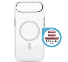 Чохол до мобільного телефона Armorstandart Unit MagCase Apple iPhone 17 Air Clear Silver + Pink Button Set (ARM90584)