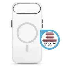 Чохол до мобільного телефона Armorstandart Unit MagCase Apple iPhone 17 Air Clear Silver + Pink Button Set (ARM90584)