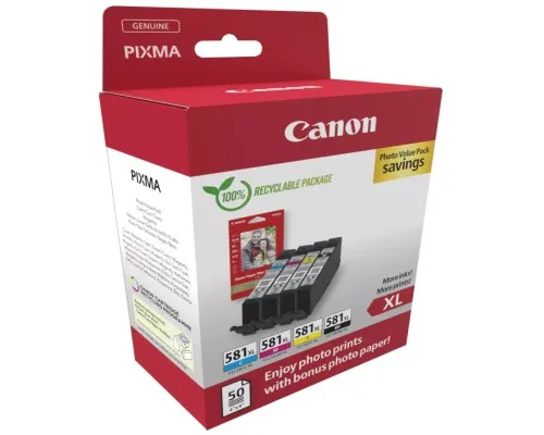 Картридж Canon CLI-581 Multipack XL BK,C,M,Y*8.3ml + Photopaper 50 sheet (2052C006)
