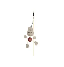 Іграшка для котів Hippie Pet Вудка з кроликом коричнева 40 см (HIPCW2303010-2)
