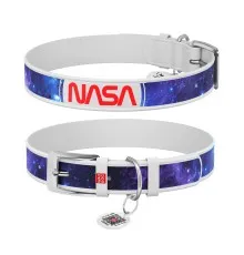 Нашийник для тварин WAUDOG Design з QR-паспортом "NASA21" Ш 20 мм Д 29-38 см білий (3604-0148-15)