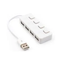 Концентратор Voltronic USB 2.0 to 4xUSB with LED buttons white (YT-H4L-W)