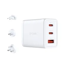 Зарядний пристрій D-Link 2xUSB-C + 1xUSB-A 65W GaN white (DCP-651)