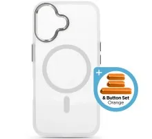Чохол до мобільного телефона Armorstandart Unit MagCase Apple iPhone 17 Clear Silver + Orange Button Set (ARM90581)