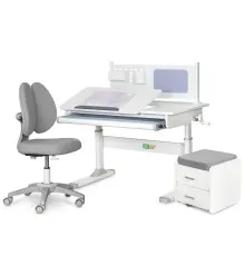 Парта з кріслом ErgoKids (L) Grey + тумба (TH-325 + Y-412 Lite + BD C3 _GREY)