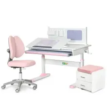 Парта з кріслом ErgoKids (L) Pink + тумба (TH-325 + Y-412 Lite + BD C3_PINK)