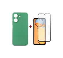 Чохол до мобільного телефона Dengos Kit for Xiaomi Redmi 13C case + glass (Mint) (DG-KM-63)