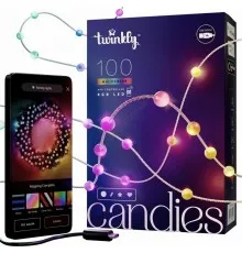 Гірлянда Twinkly mart LED, Strings USB 100 Pearl-shaped RGB LEDs, Green Wire, USB-C 6м (TWKP100RGB-G)