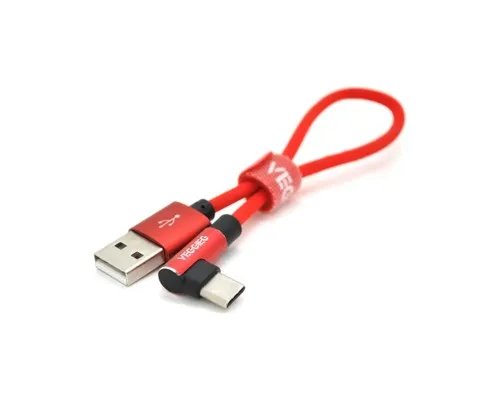 Дата кабель USB 2.0 AM to USB-C 0.2m 2.4A red VEGGIEG (YT-UT-20R)